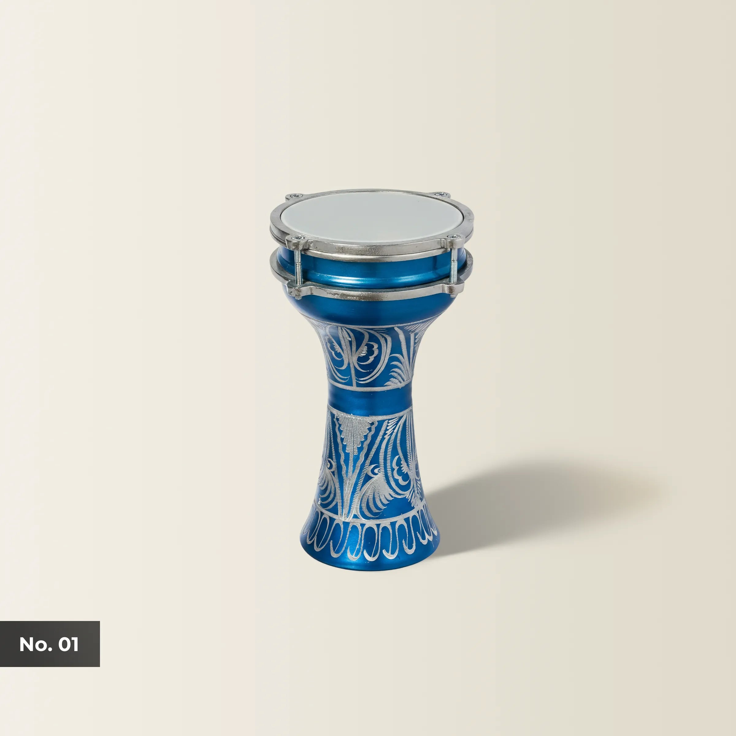 Ocean Bloom | Blue Hand-Embroidered Child Darbuka (Size No. 1)
