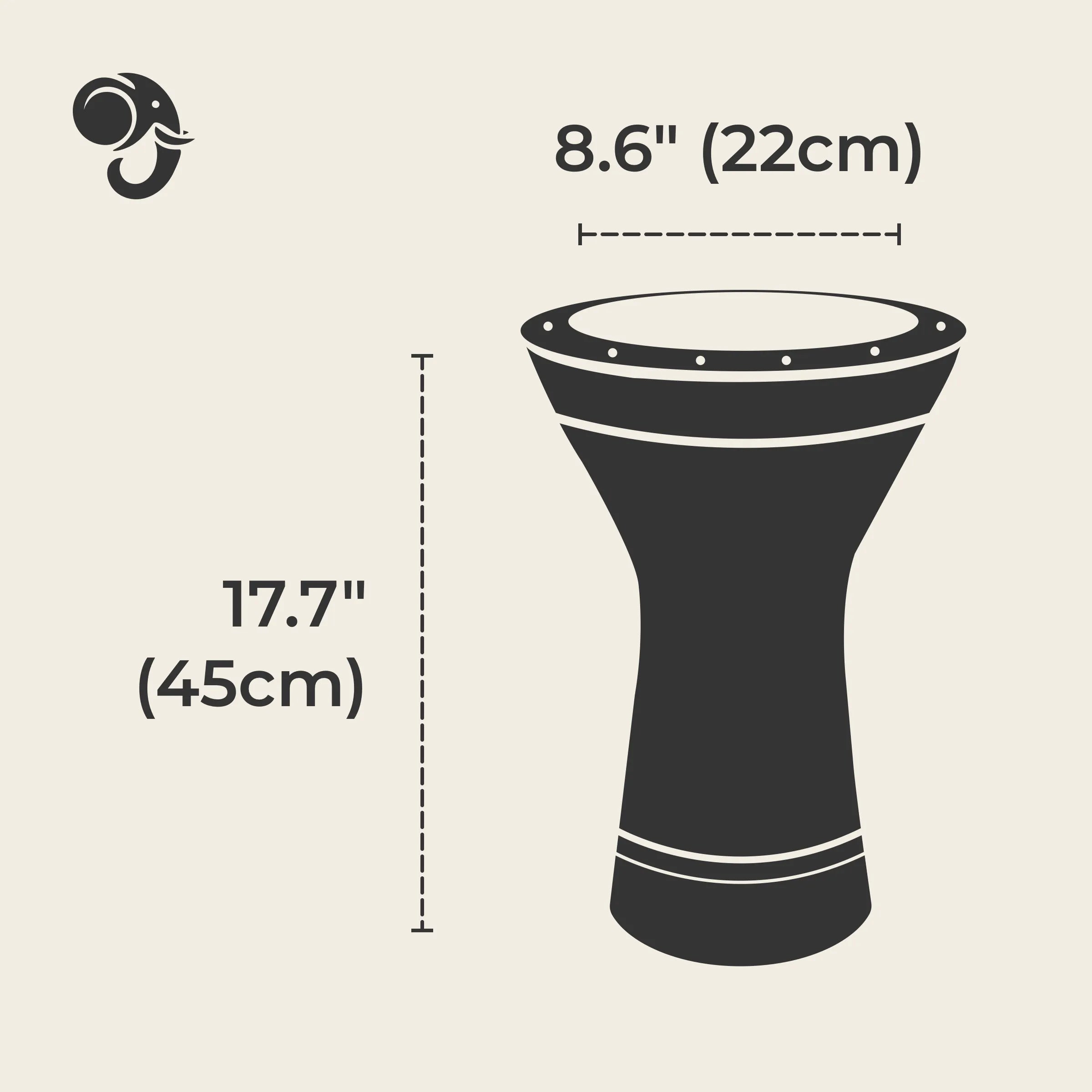 8.6 inch, 22cm egyptian darbuka doumbek drum size