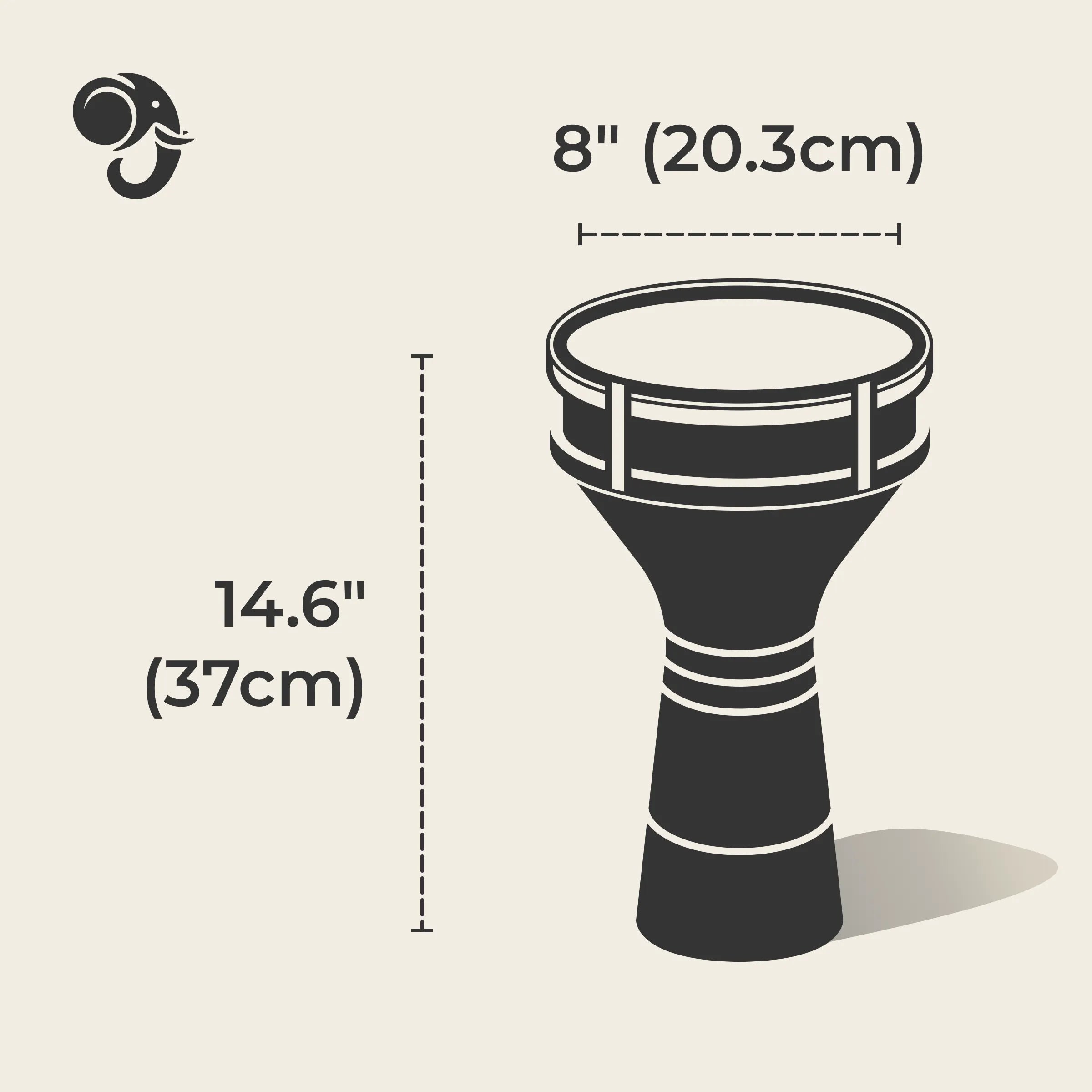 8 inch, 20.3cm darbuka doumbek drum size goldesi