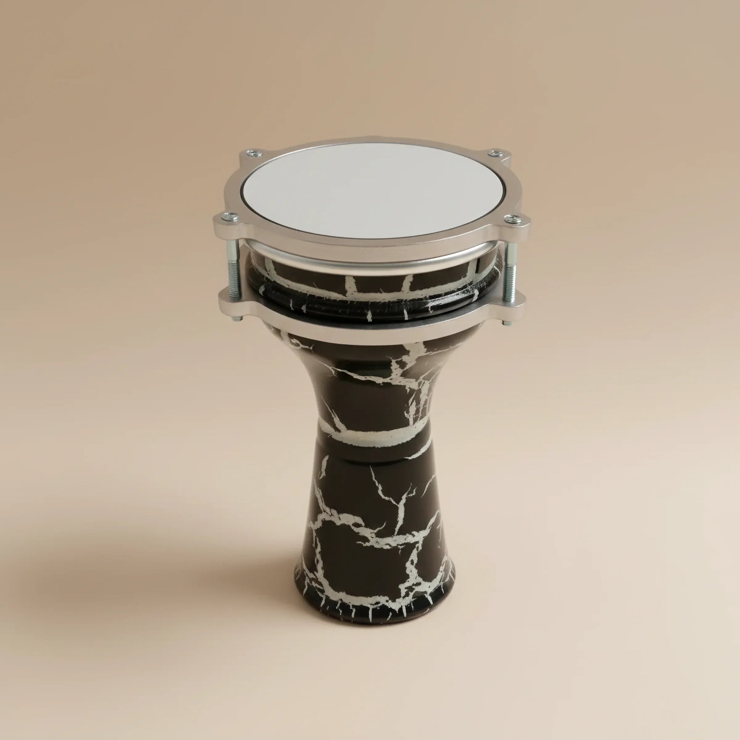 Nova Crackle | White on Black Mini Darbuka (Size: Mini)