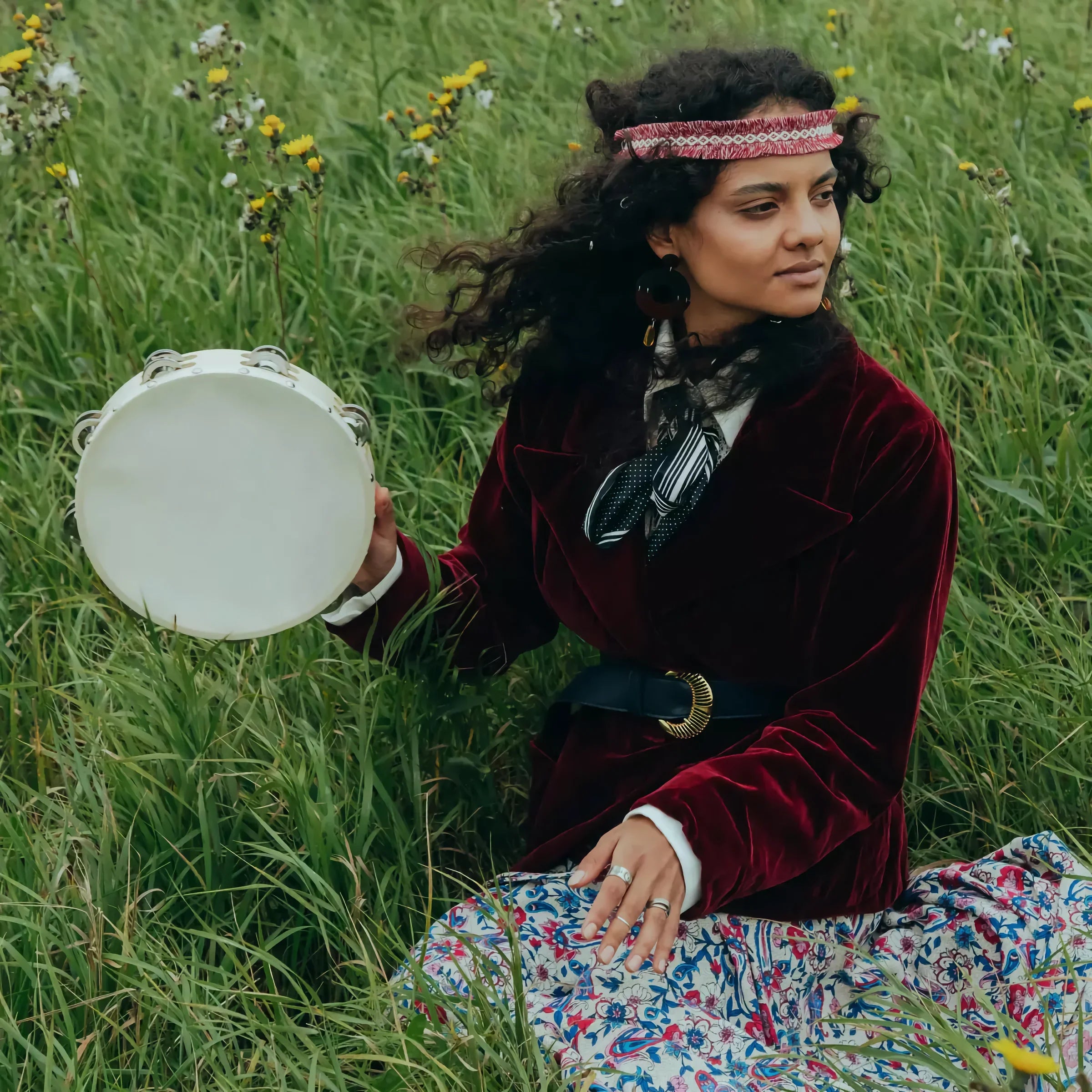 Nature's Jingle | Handcrafted Natural Wood Tambourine (Real Skin)