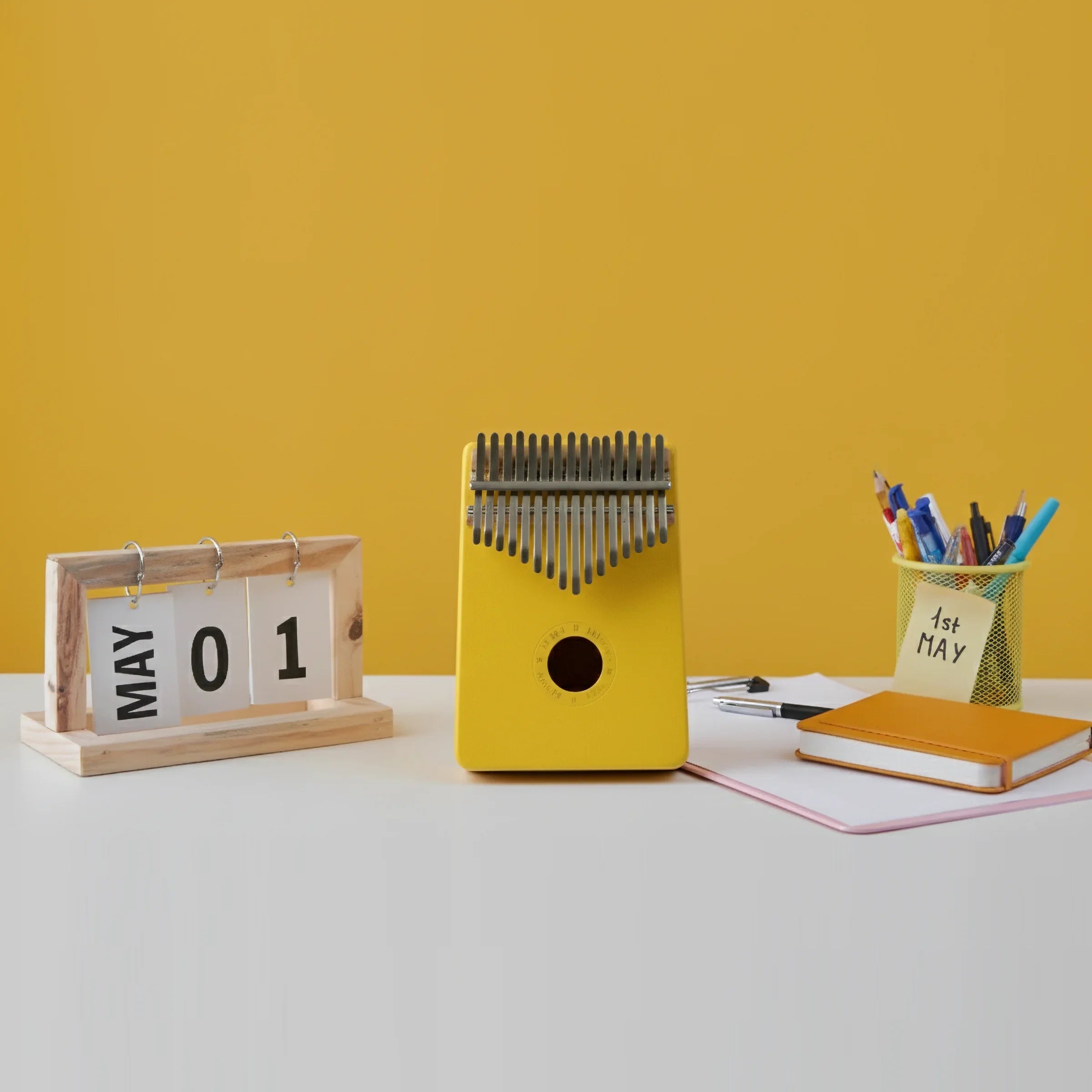 Yellow 17-Key Kalimba | Full Gift Set (With Stand & Accessories)