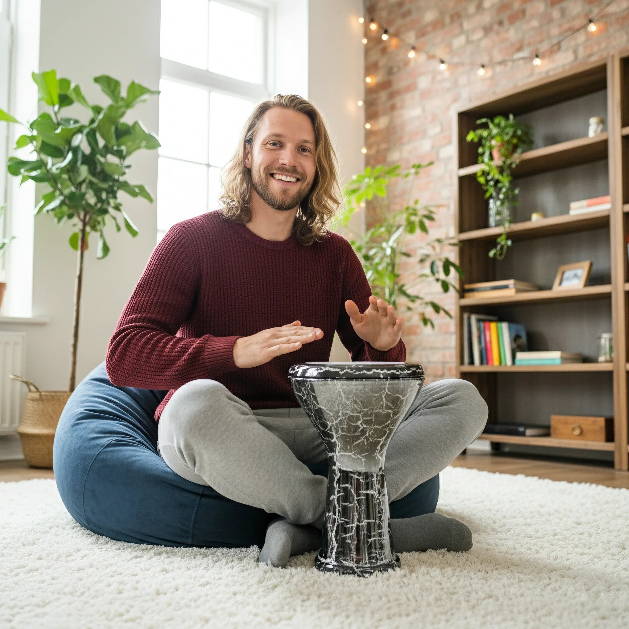 Midnight Crackle | Black Crackle Ceramic Doumbek