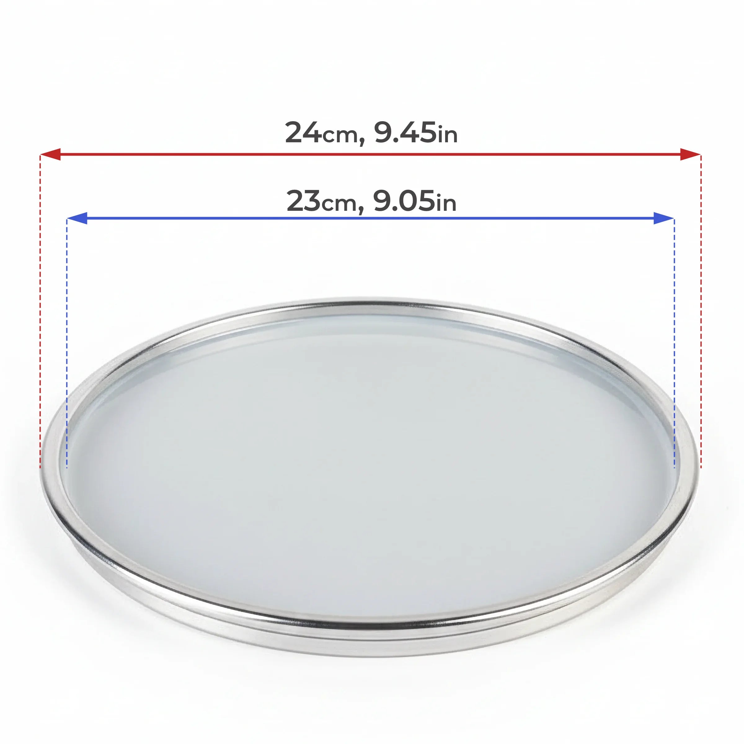 Measurement chart of a darbuka head with dimensions labeled
