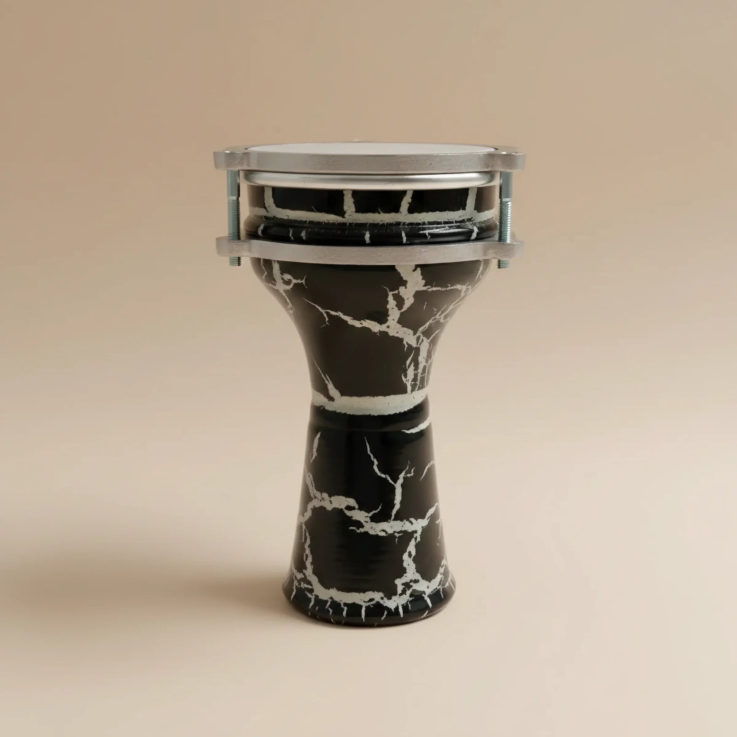 Nova Crackle | White on Black Mini Darbuka (Size: Mini)
