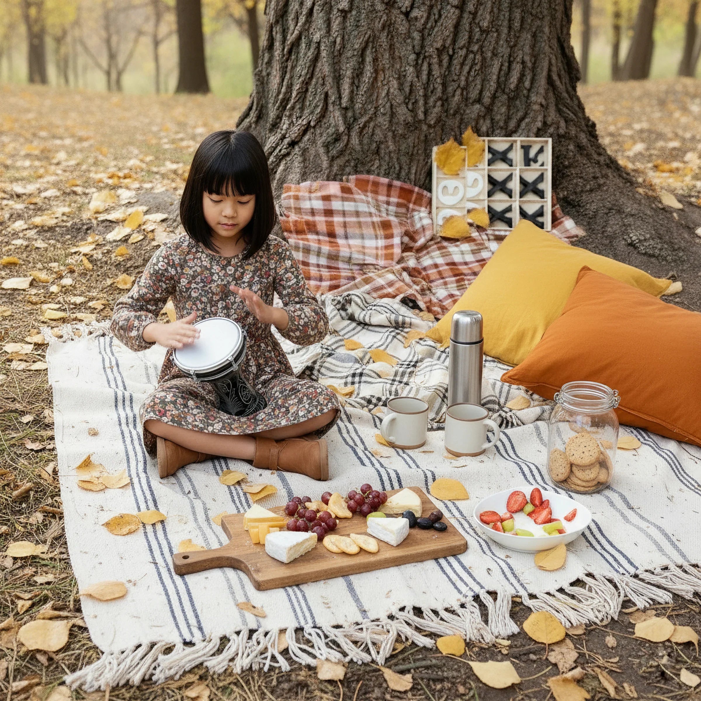 Rhythm Seed | Black Hand-Embroidered Child Darbuka (Size No. 2)