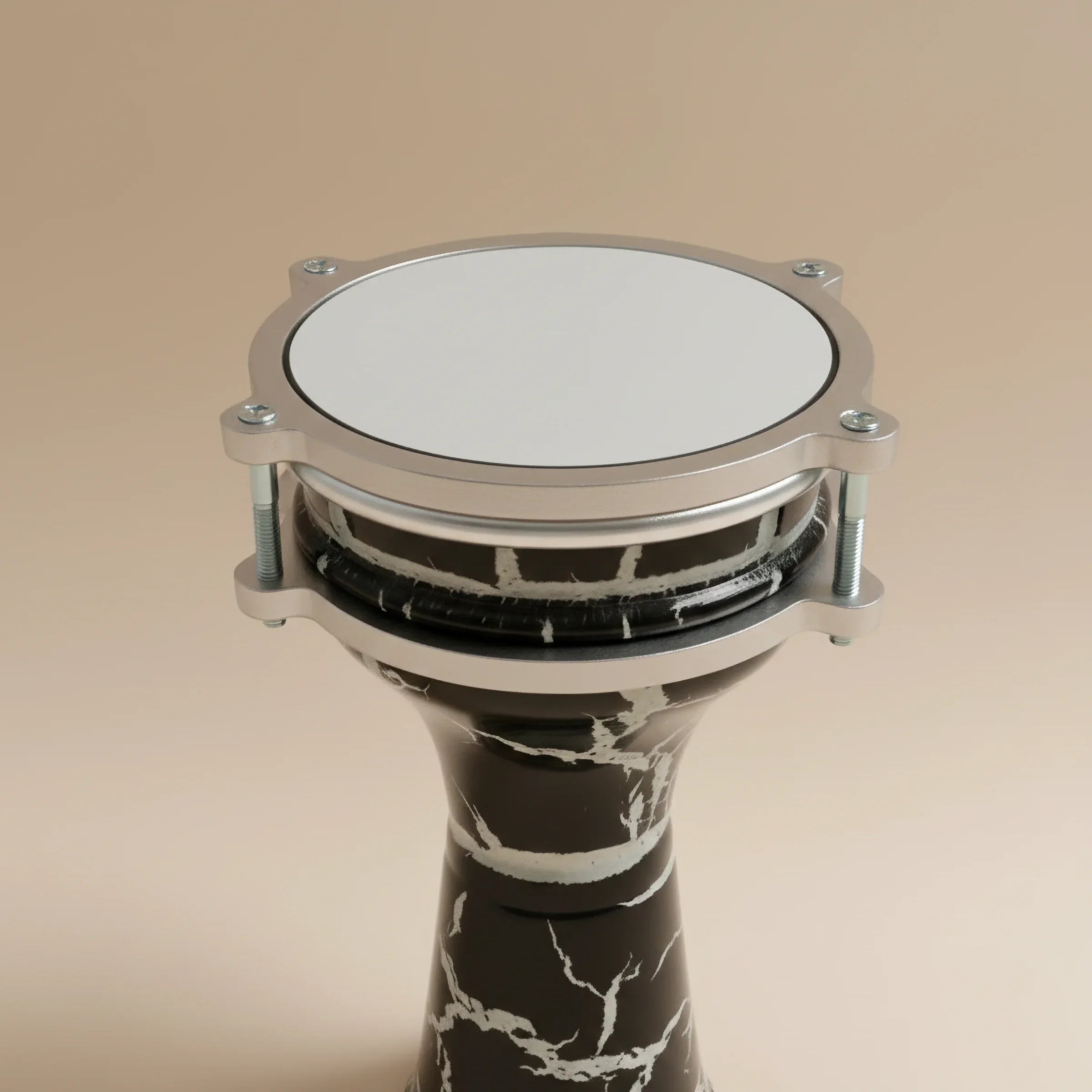 Nova Crackle | White on Black Mini Darbuka (Size: Mini)