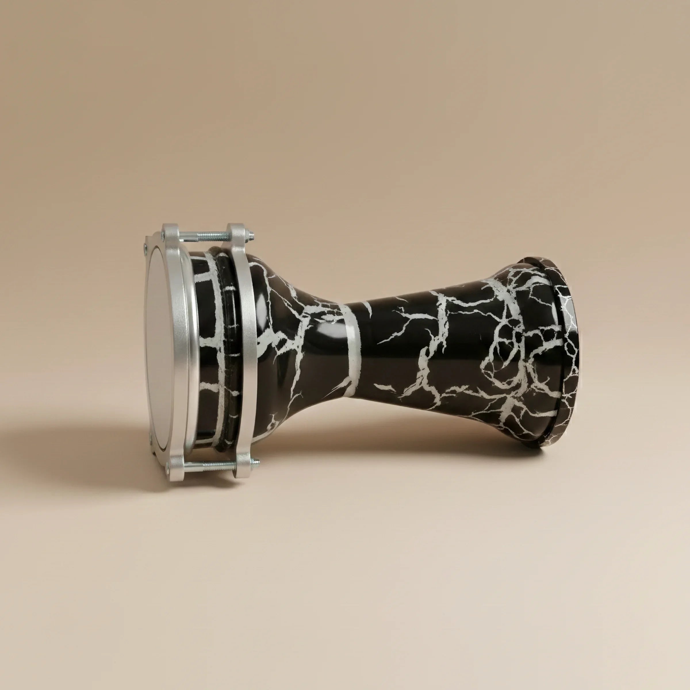 Nova Crackle | White on Black Mini Darbuka (Size: Mini)