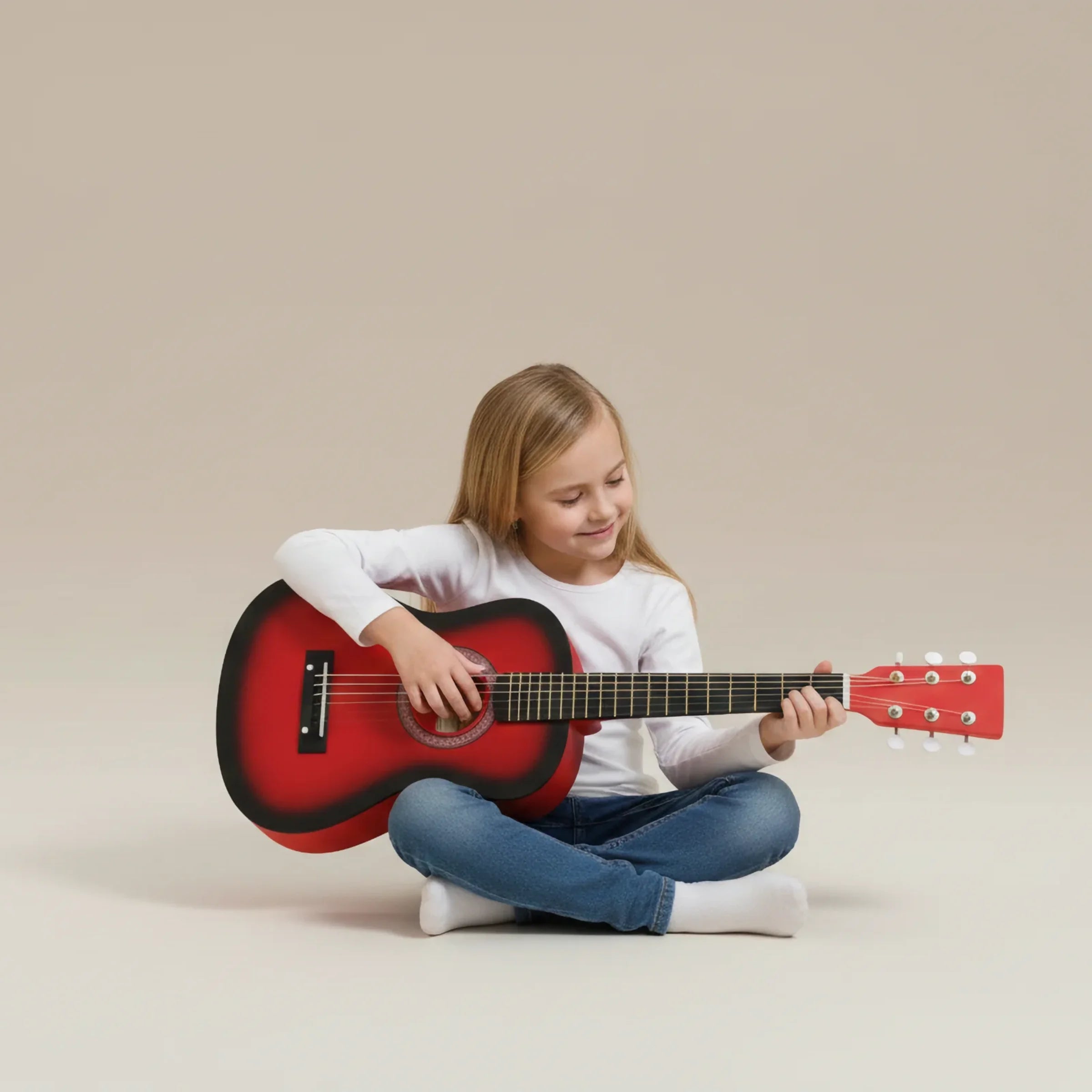 Crimson Burst | 23" Mini Classical Guitar for Kids (Red-Black)
