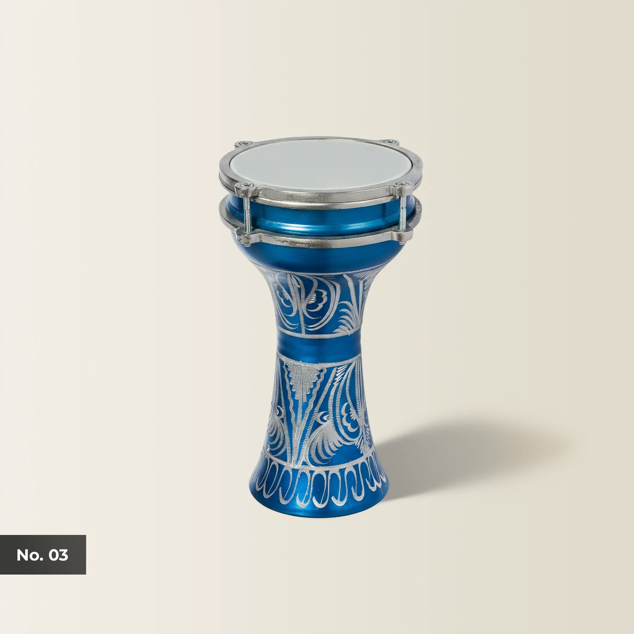 Ocean Bloom | Blue Hand-Embroidered Child Darbuka (Size No. 3)