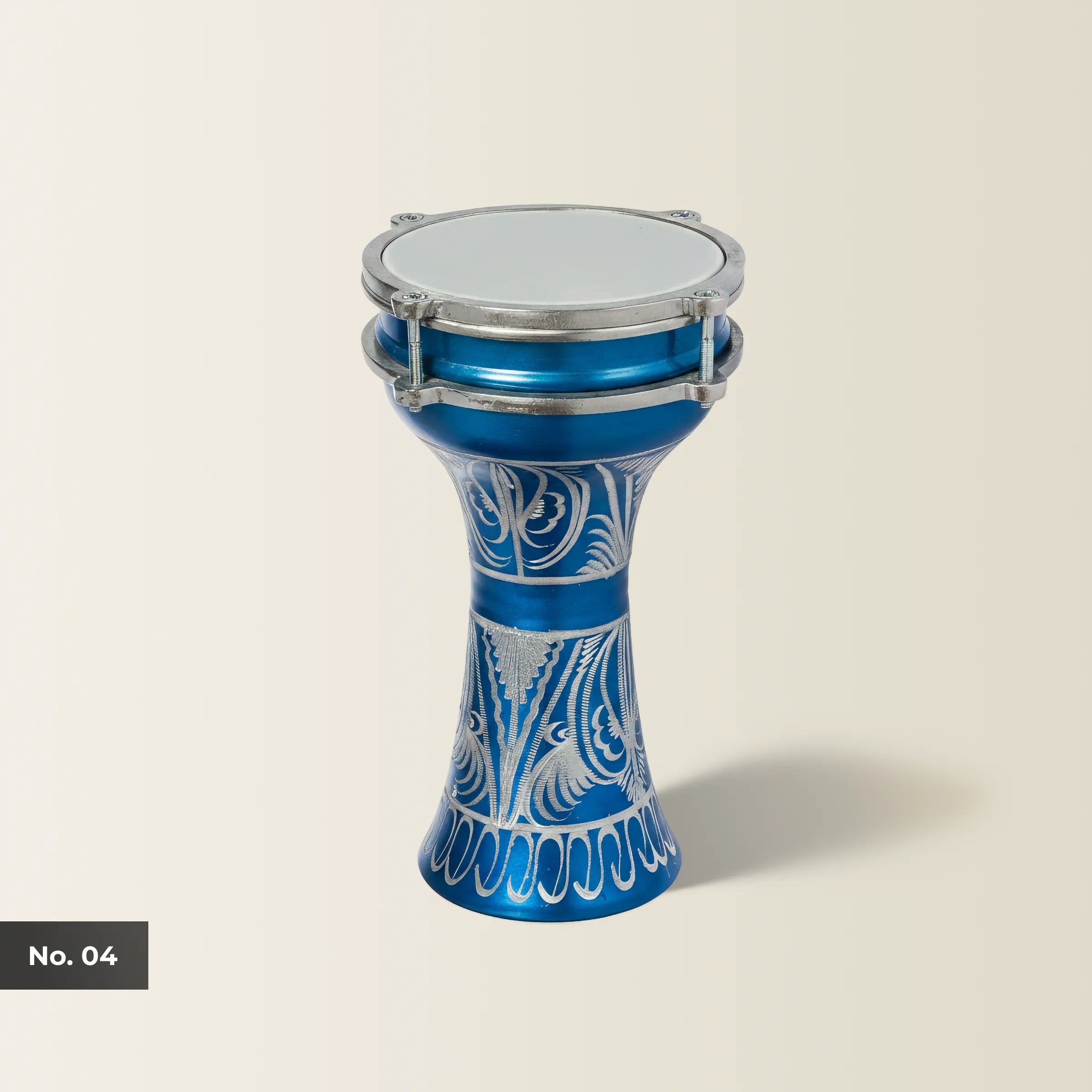 Ocean Bloom | Blue Hand-Embroidered Child Darbuka (Size No. 4)