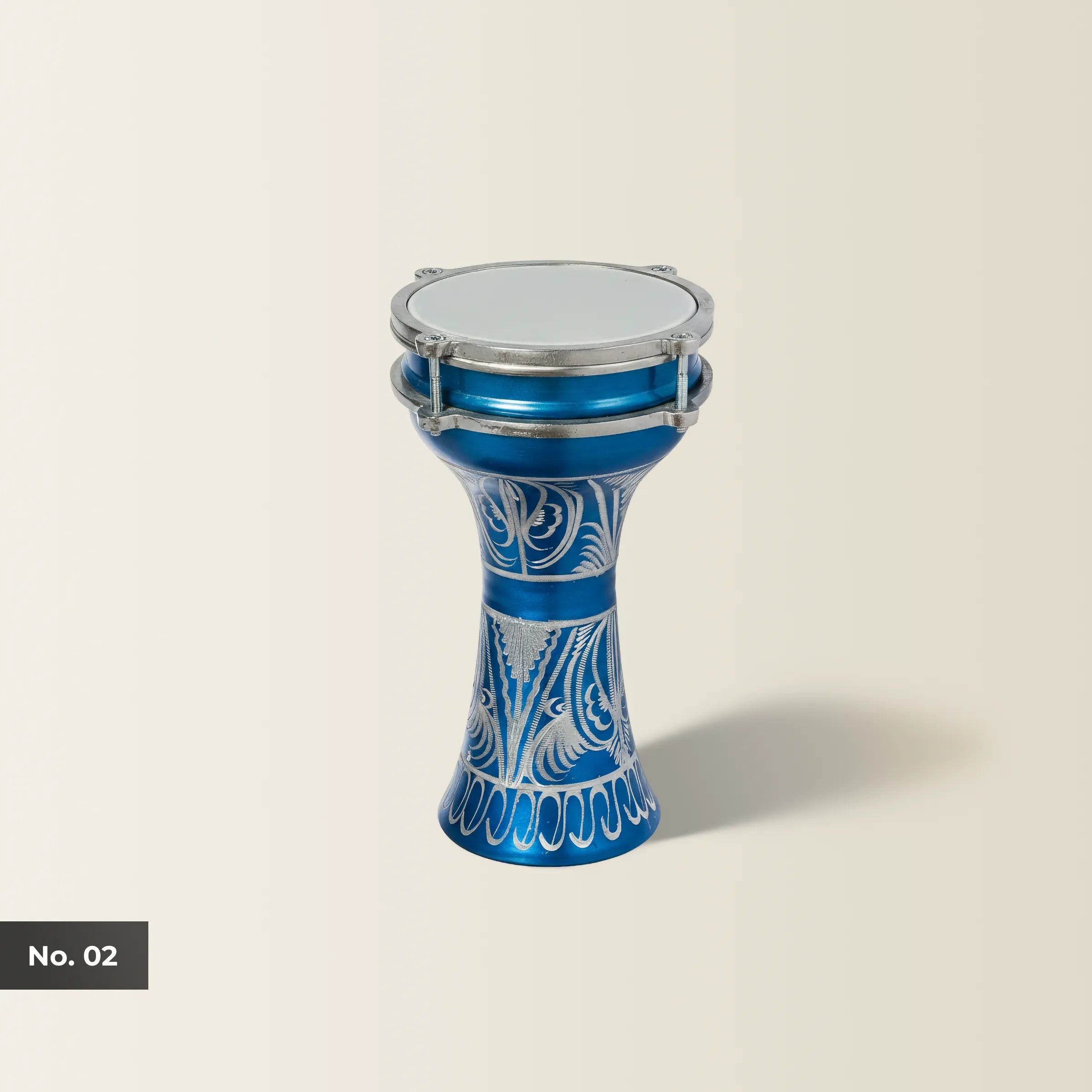 Ocean Bloom | Blue Hand-Embroidered Child Darbuka (Size No. 2)