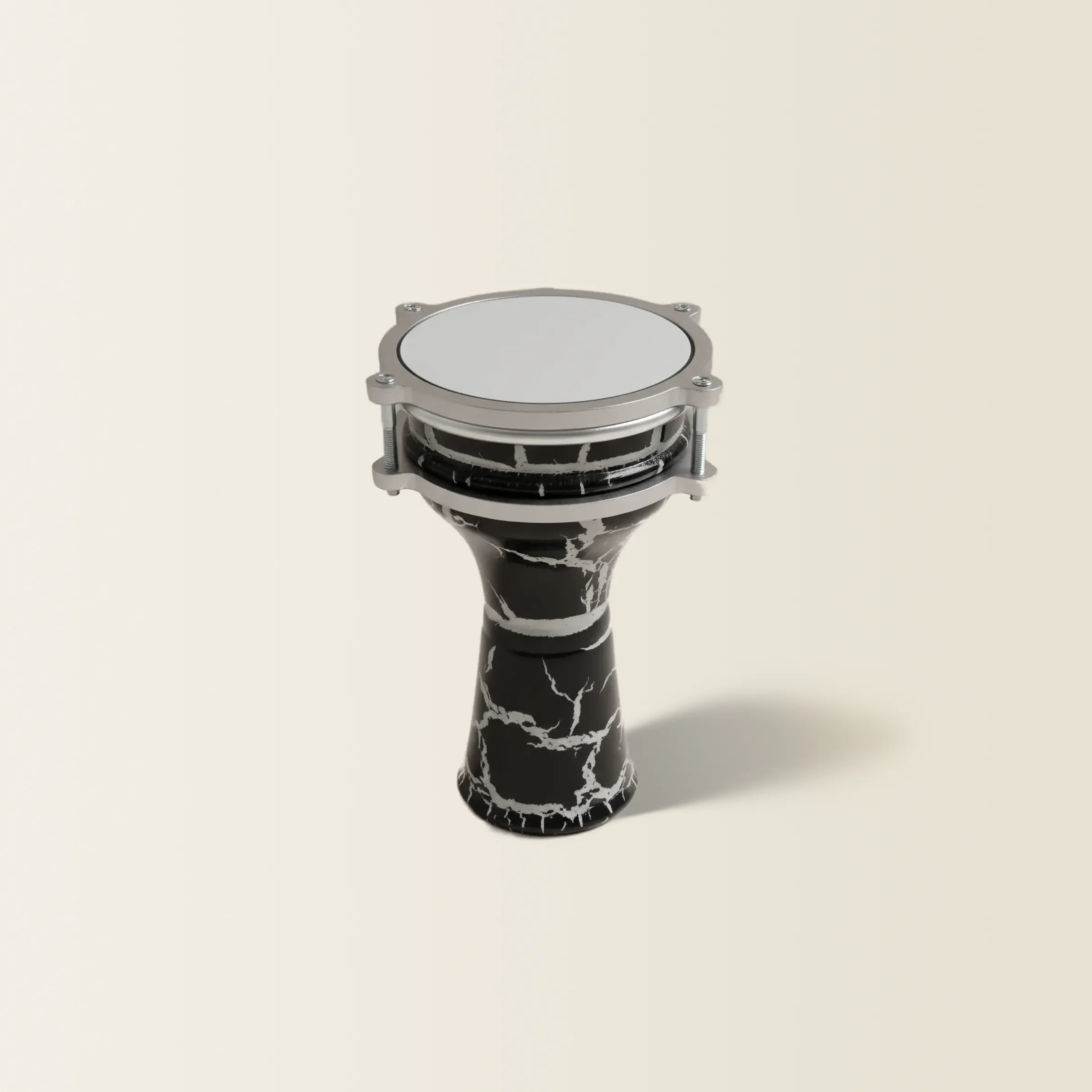 Nova Crackle | White on Black Mini Darbuka (Size: Mini)