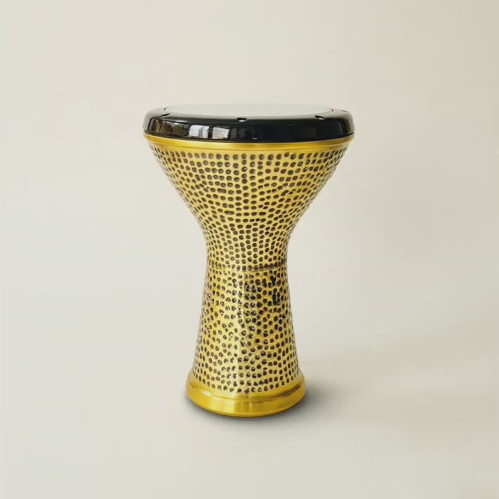 Golden Pulse | Hand-Hammered Yellow Metal Egyptian Darbuka