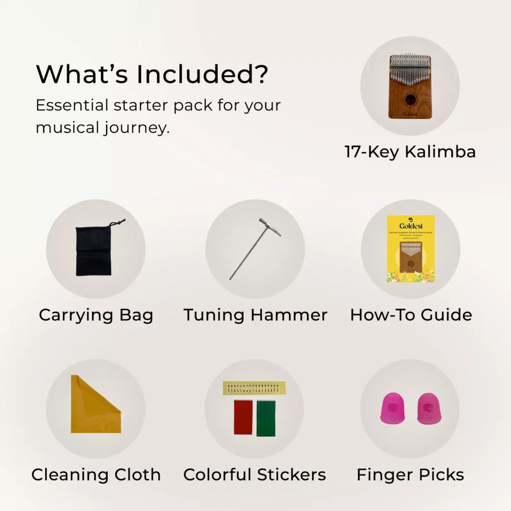Goldesi mahogany kalimba starter pack with essential add-ons set