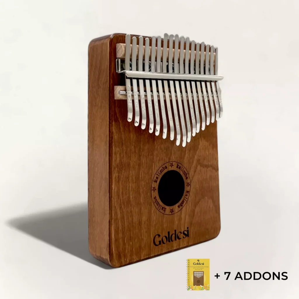 Goldesi mahogany kalimba melody pack with song book, e-book, and essential add-ons