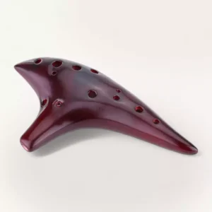 Goldesi red ceramic ocarina main image showing front view and hole details
